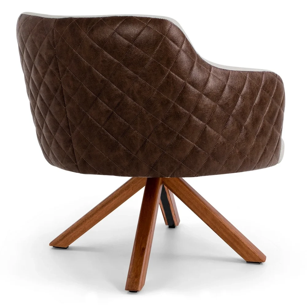 Kit 02 Poltronas Decorativas Jade Base Giromad Corano B-10 Tressê Linho Bege - Domi