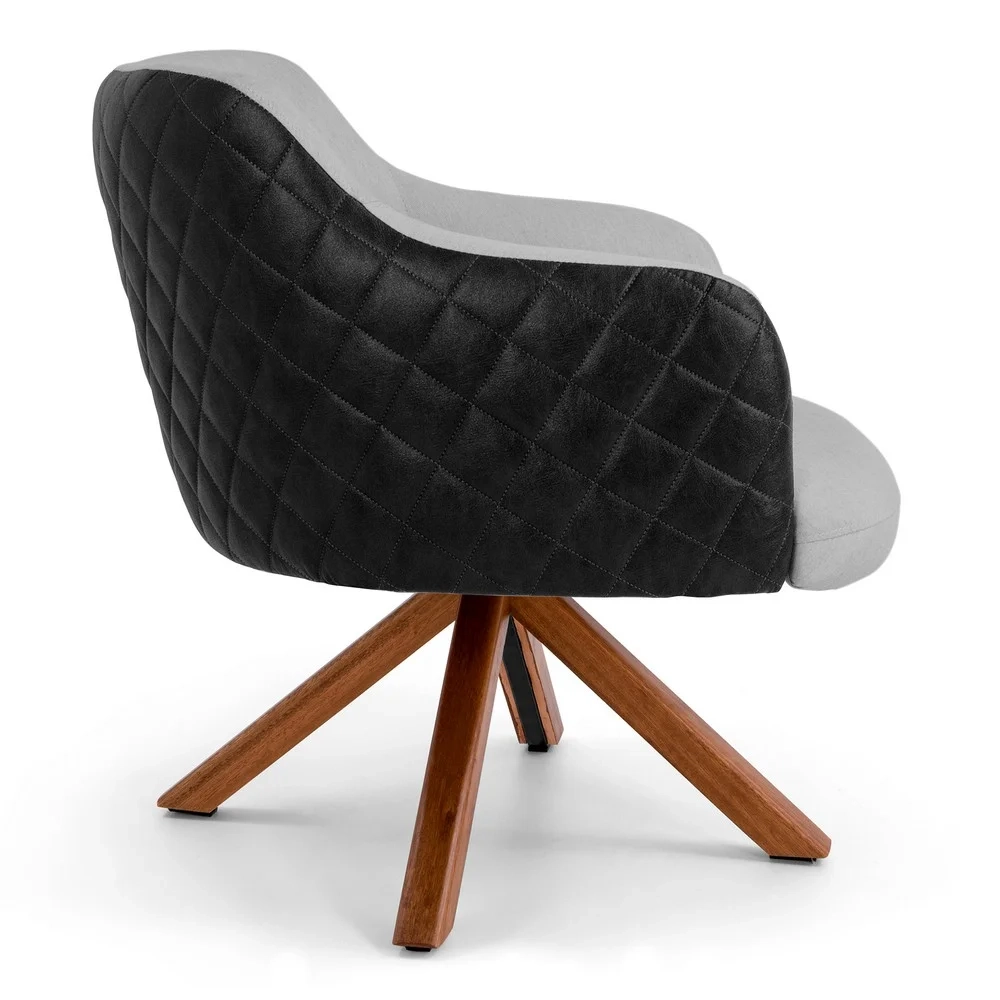 Kit 2 Poltronas Decorativas Jade Base Giromad Corano C-05 Lona D-315 Cinza Claro - Domi