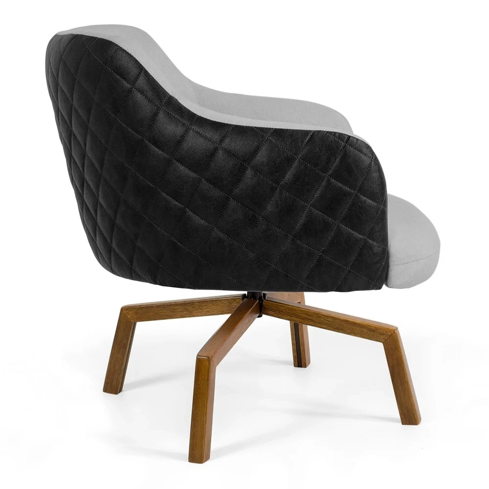 Kit 2 Poltronas Decorativas Jade Base Ka Giratória Corano C-05 Lona D-315 Cinza Claro - Domi