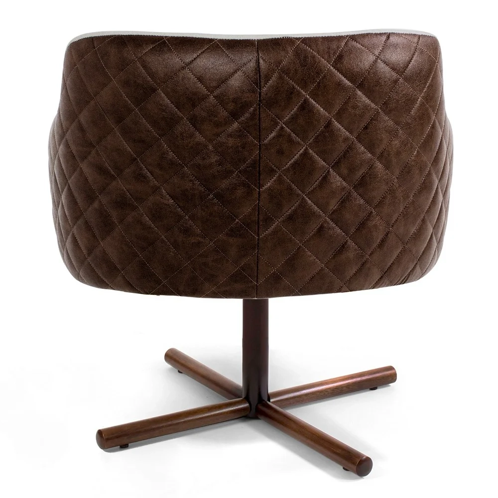 Kit 02 Poltronas Decorativas Jade Base Xis Giratória Corano B-10 Tressê Linho Bege - Domi