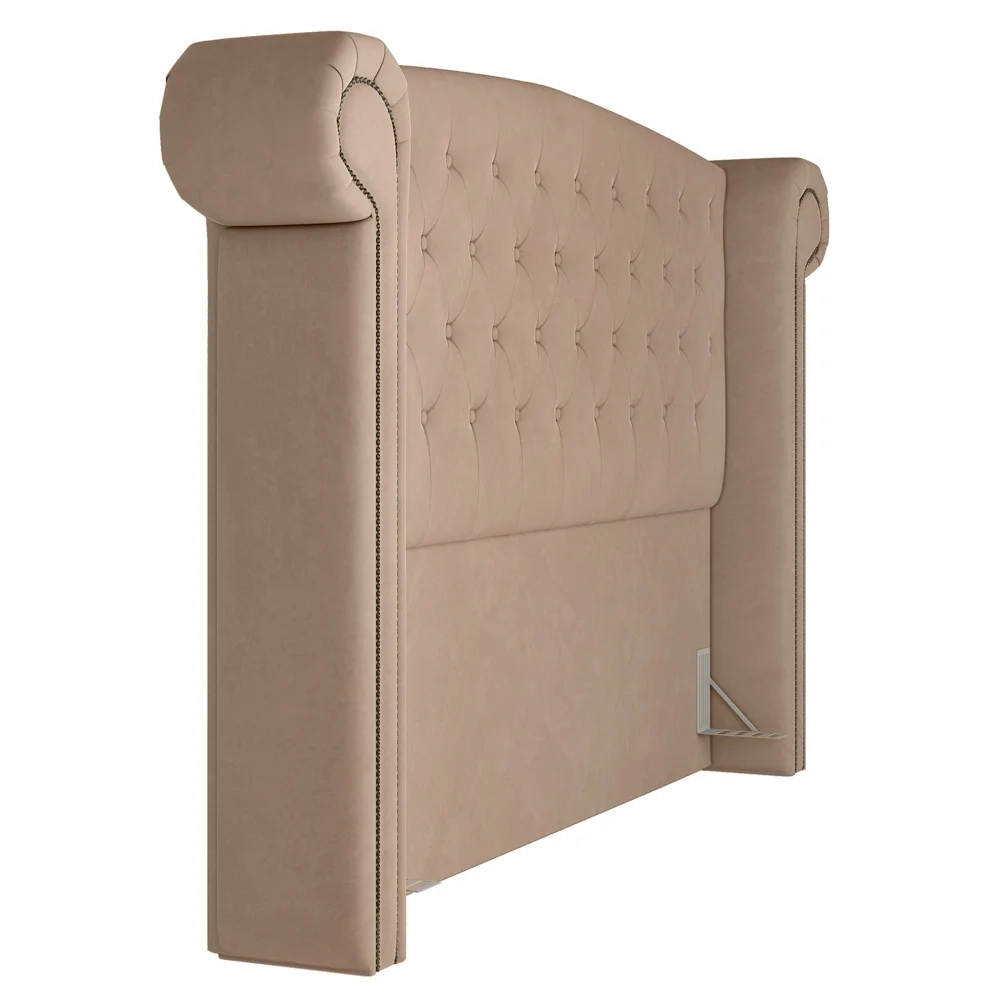 Cabeceira Cama Box Casal King 195cm Provença Z37 Veludo Bege - Mpozenato