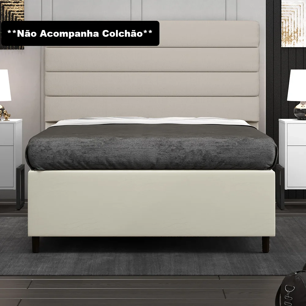 Base para Cama Box Casal 138x188cm Hit Z04 Sintético Bege - Mpozenato
