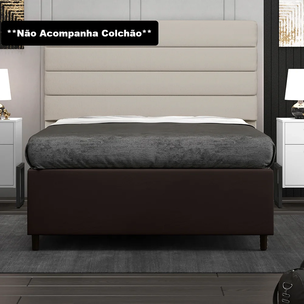 Base para Cama Box Casal 138x188cm Hit Z04 Sintético Marrom - Mpozenato