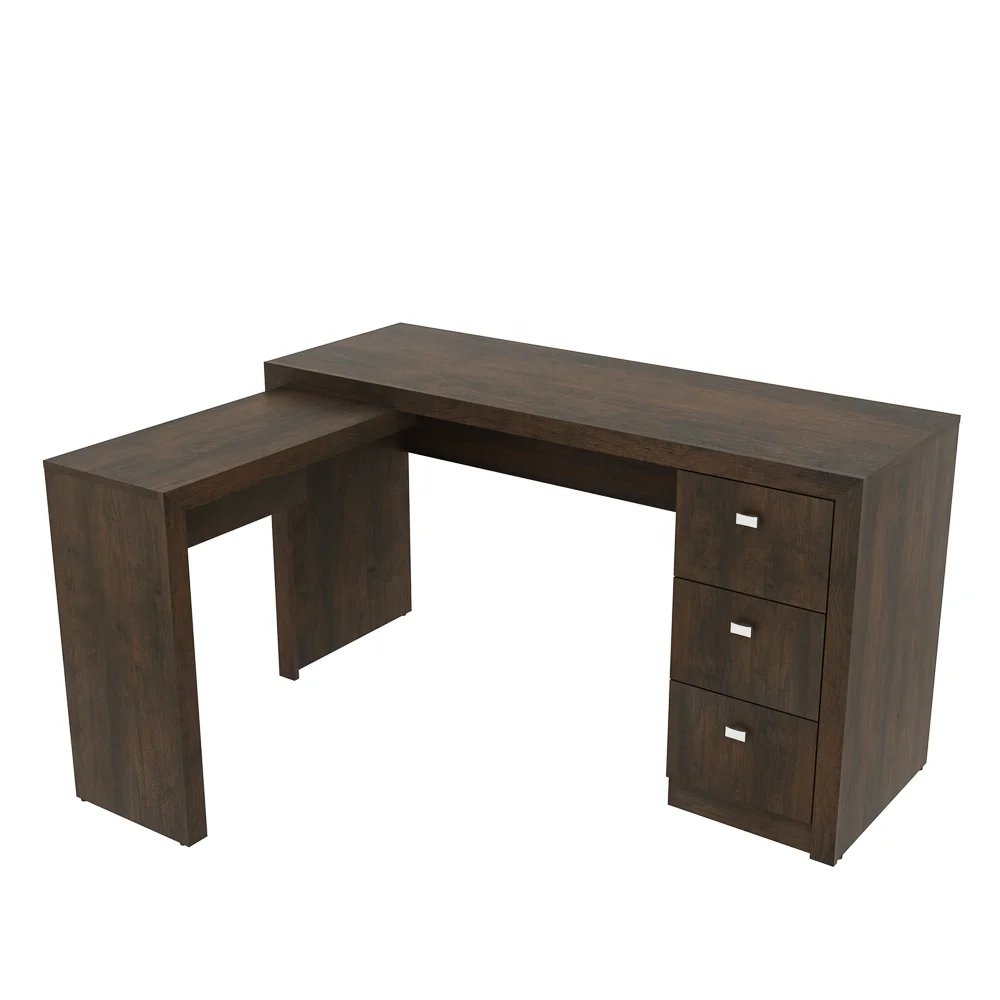 Mesa Em L Para Escritório 3 Gavetas ME4101 Rústico - Tecno Mobili