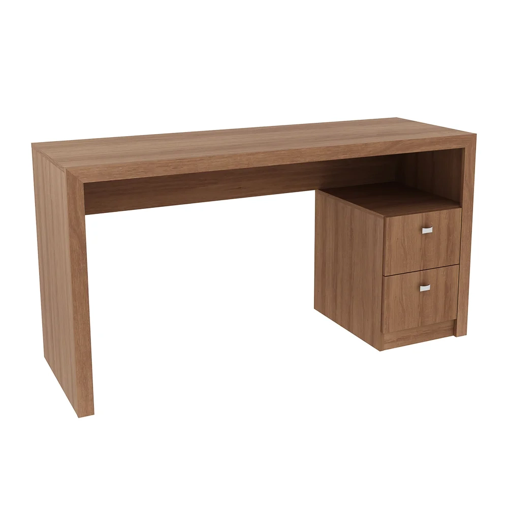 Mesa Para Computador Escrivaninha 2 Gavetas ME4130 Amêndoa - Tecno Mobili