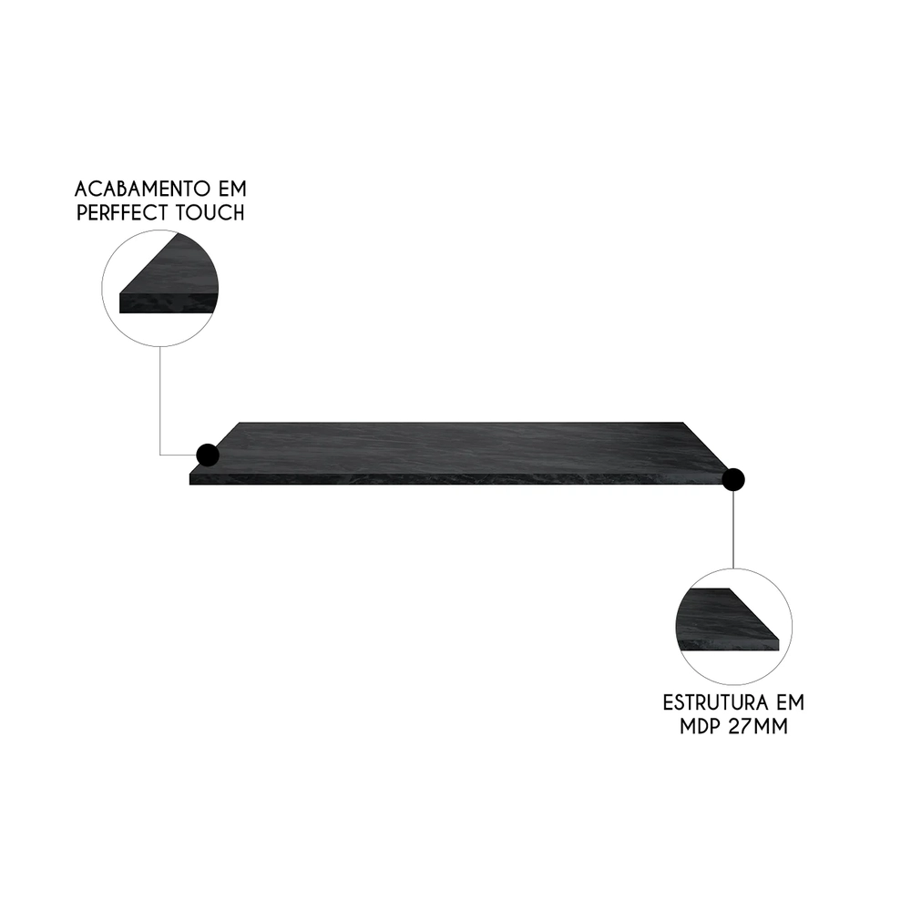 Tampo Para Balcão de Cozinha 120cm MDP Grace Lacca Onix Z44 - Mpozenato