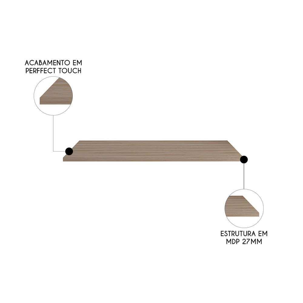 Tampo Para Balcão de Cozinha 120cm MDP Grace Carvalho Oak Z44 - Mpozenato
