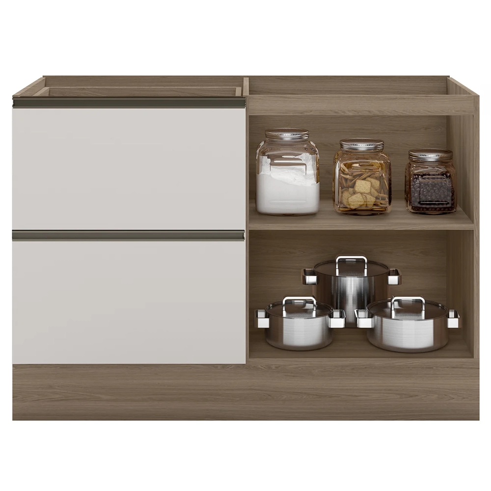 Balcão de Cozinha Para Pia 120cm Grace Carvalho Oak/Off White Z44 - Mpozenato