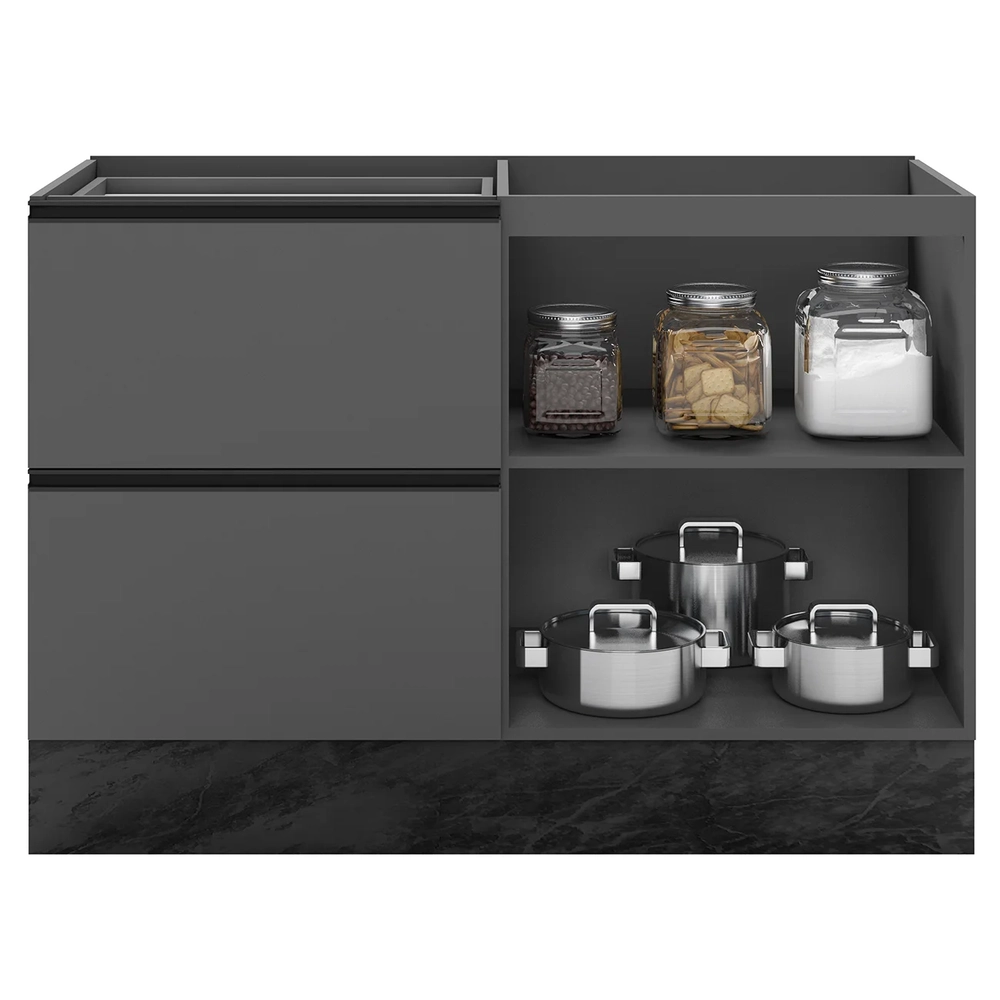 Balcão de Cozinha Para Pia 120cm Grace Grafite Z44          - Mpozenato