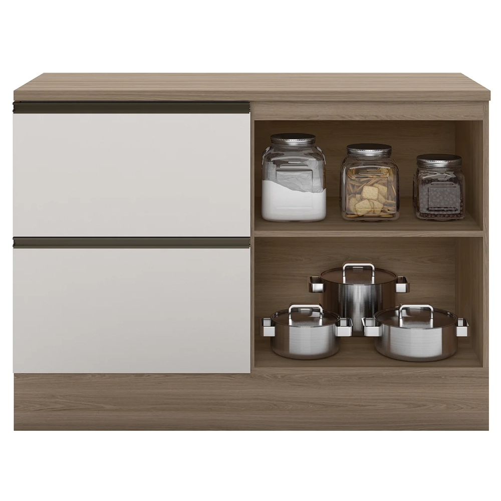 Balcão de Cozinha e Tampo 120cm Grace Carvalho Oak/Off White Z44 - Mpozenato