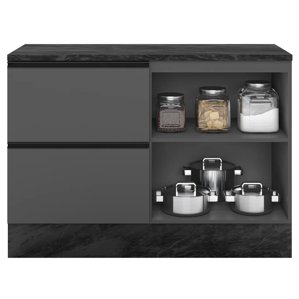 Balcão de Cozinha e Tampo 120cm Grace Grafite Z44           - Mpozenato