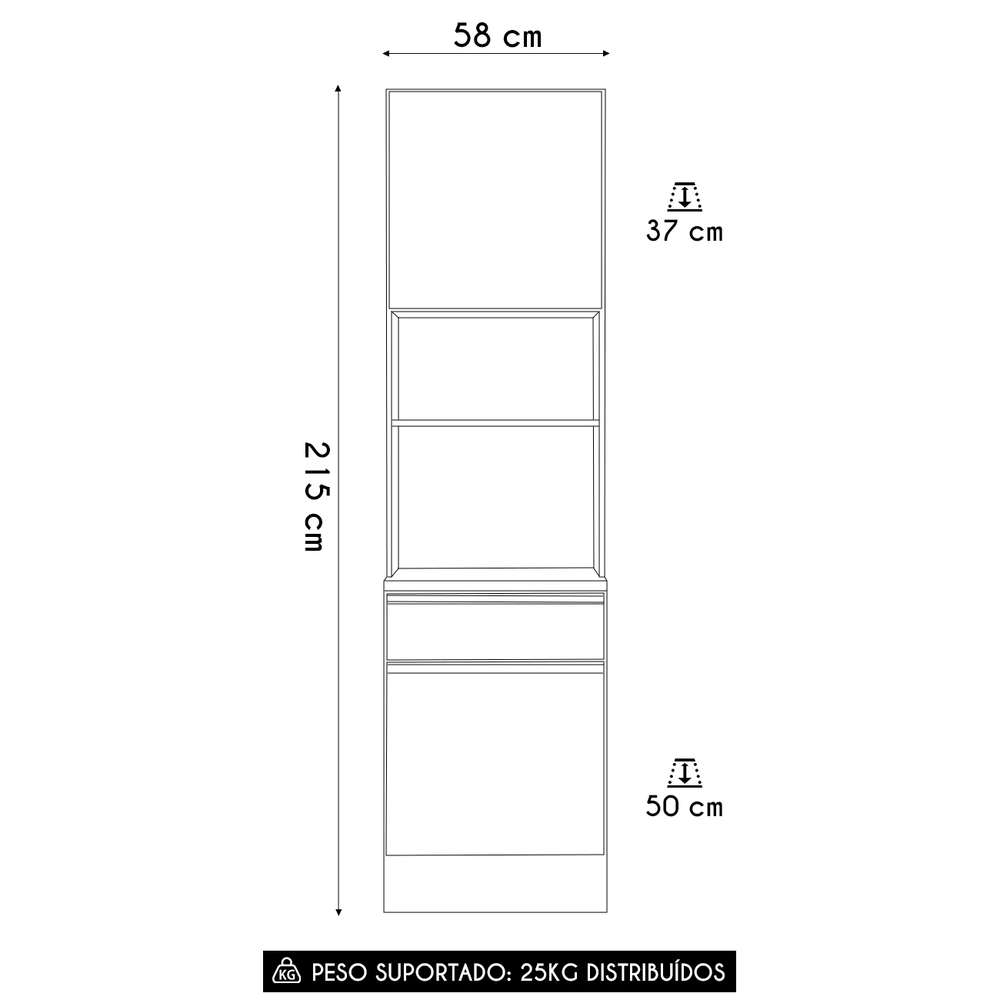 Paneleiro Cozinha Torre Quente Grace Carvalho Oak/Off White Z44 - Mpozenato