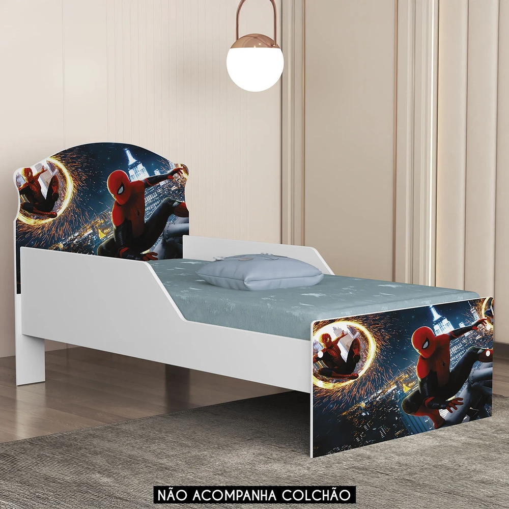 Mini Cama Infantil 148x68cm Proteção Lateral Herói Aranha Z53 - Mpozenato