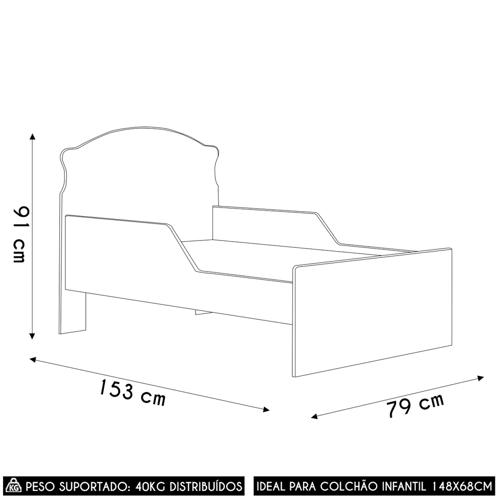 Mini Cama Infantil 148x68cm Proteção Lateral Carro Azul Z53 - Mpozenato