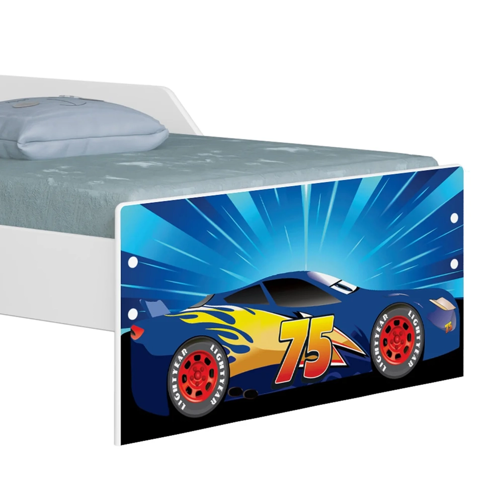 Mini Cama Infantil 148x68cm Proteção Lateral Carro Azul Z53 - Mpozenato