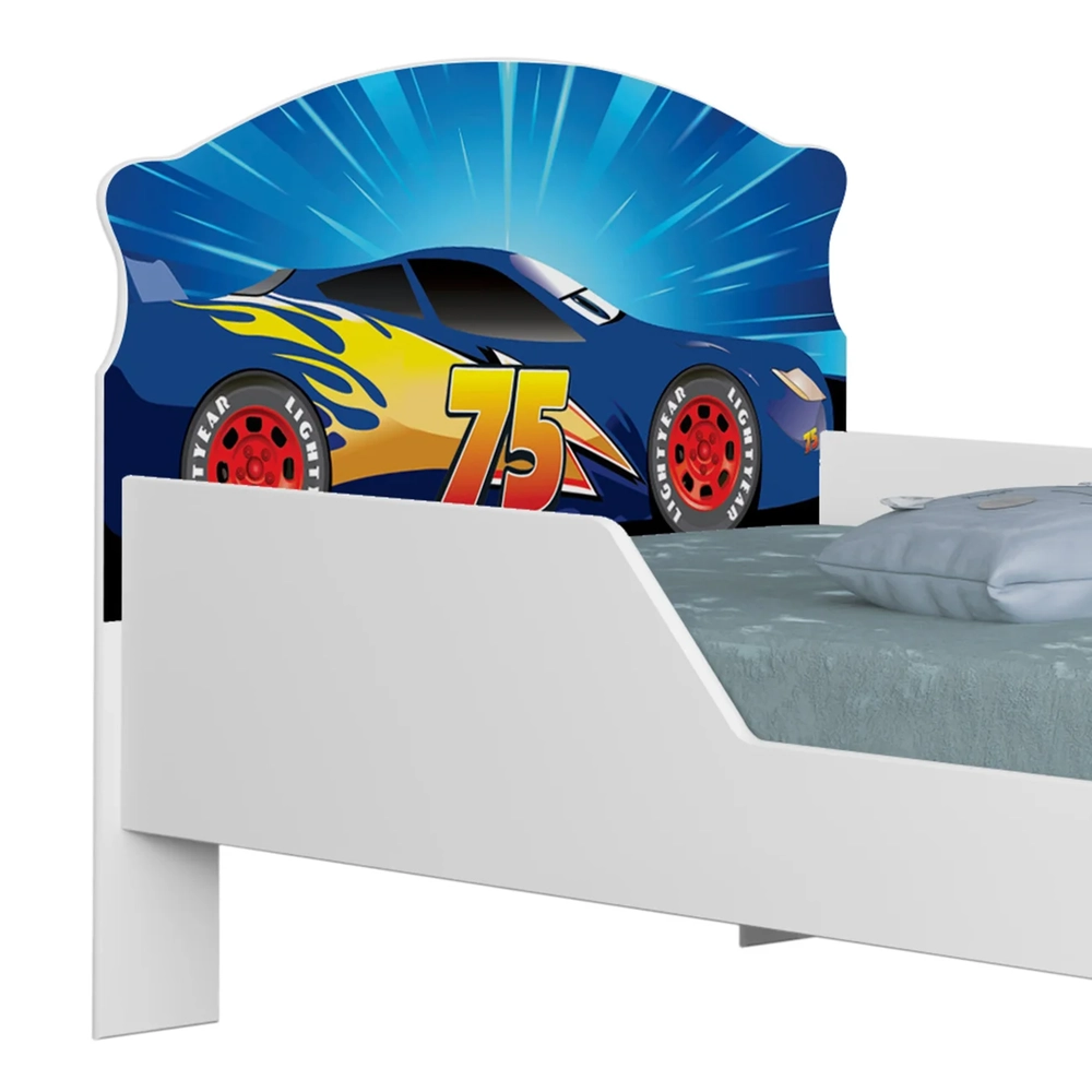 Mini Cama Infantil 148x68cm Proteção Lateral Carro Azul Z53 - Mpozenato