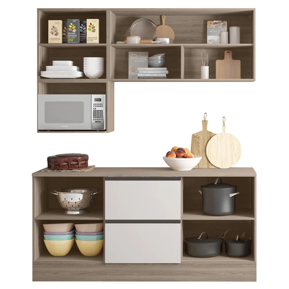Armário de Cozinha CP01 e Tampo Grace Carvalho Oak/Off White Z44 - Mpozenato