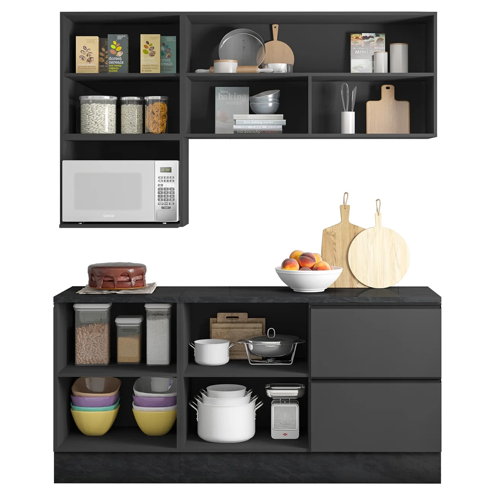 Armário de Cozinha CP01 e Tampo Grace Grafite Z44           - Mpozenato