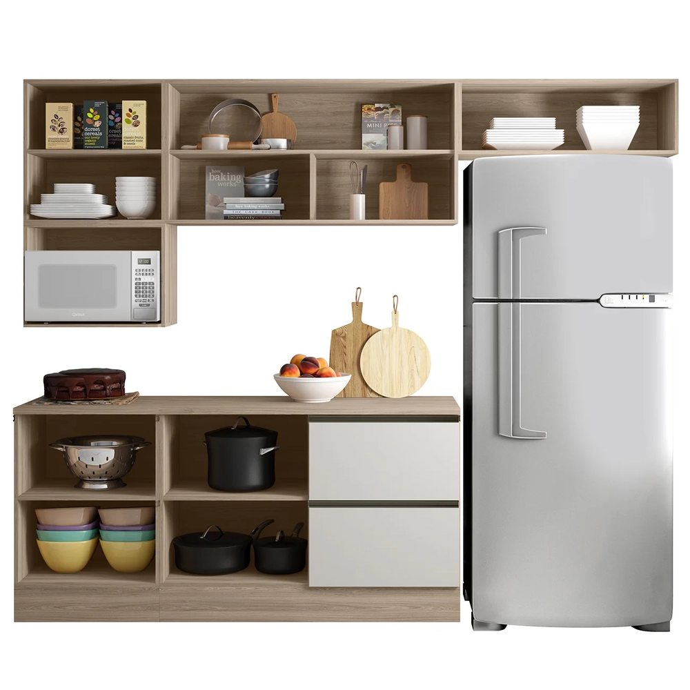 Armário de Cozinha CP02 e Tampo Grace Carvalho Oak/Off White Z44 - Mpozenato