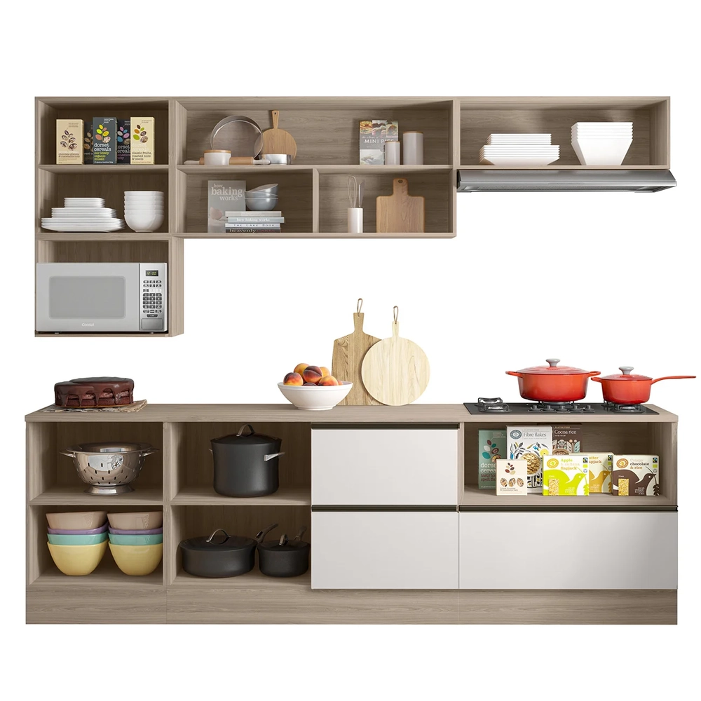 Armário de Cozinha CP03 e Tampo Grace Carvalho Oak/Off White Z44 - Mpozenato