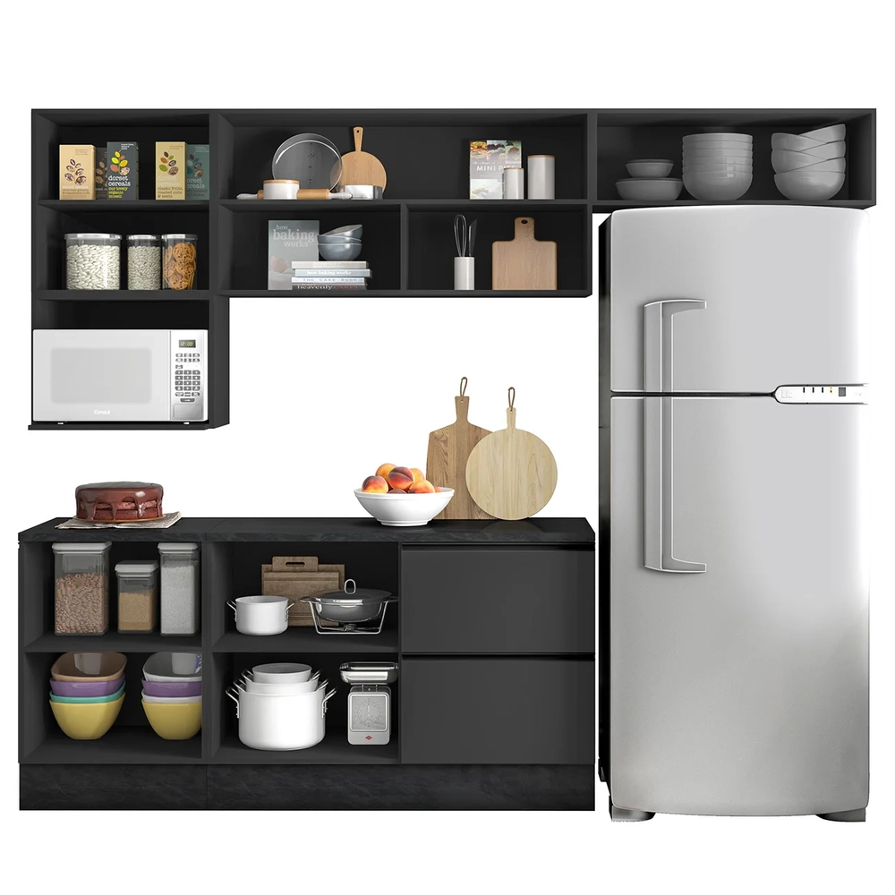 Armário de Cozinha CP02 e Tampo Grace Grafite Z44           - Mpozenato