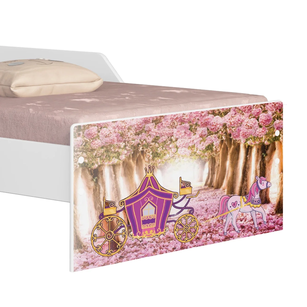 Mini Cama Infantil 148x68cm Proteção Lateral Carruagem Rosa Z53 - Mpozenato