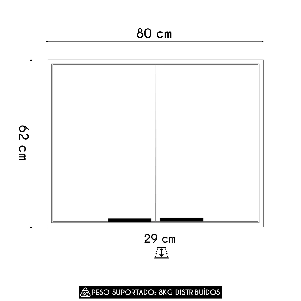 Armário de Cozinha Aéreo 80cm Nala Freijó UV/Off Acetinado Z44 - Mpozenato