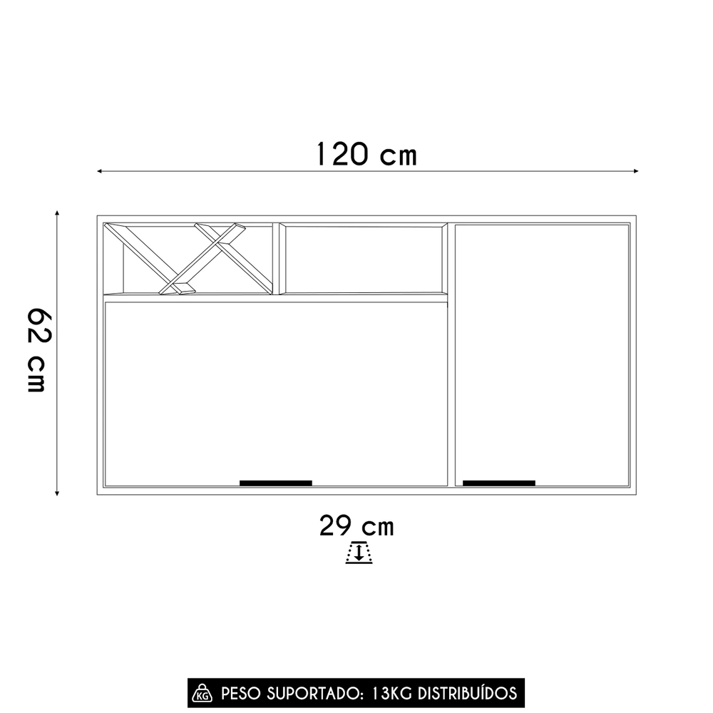 Armário de Cozinha Aéreo 120cm Nala Freijó UV/Off Acetinado Z44 - Mpozenato