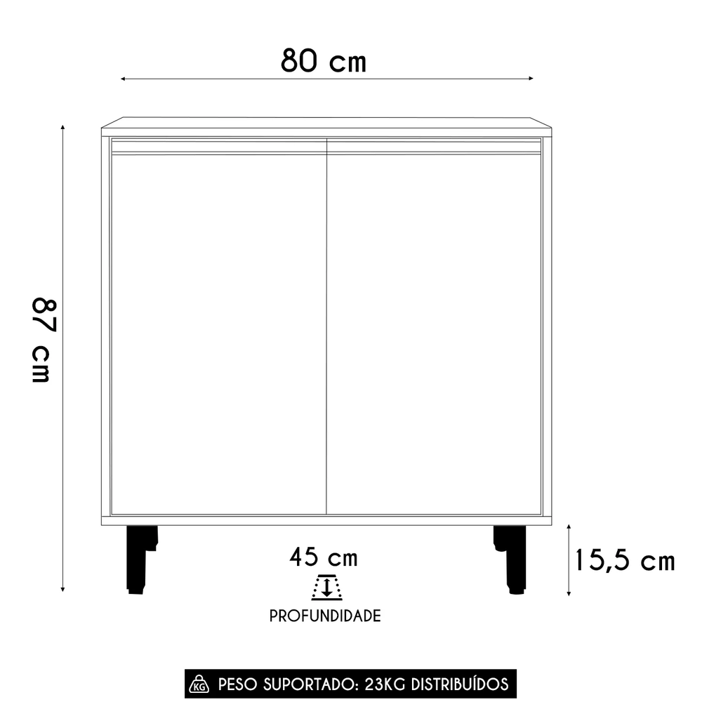 Balcão de Cozinha Cooktop 80cm Nala Freijó UV/Off Acetinado Z44 - Mpozenato