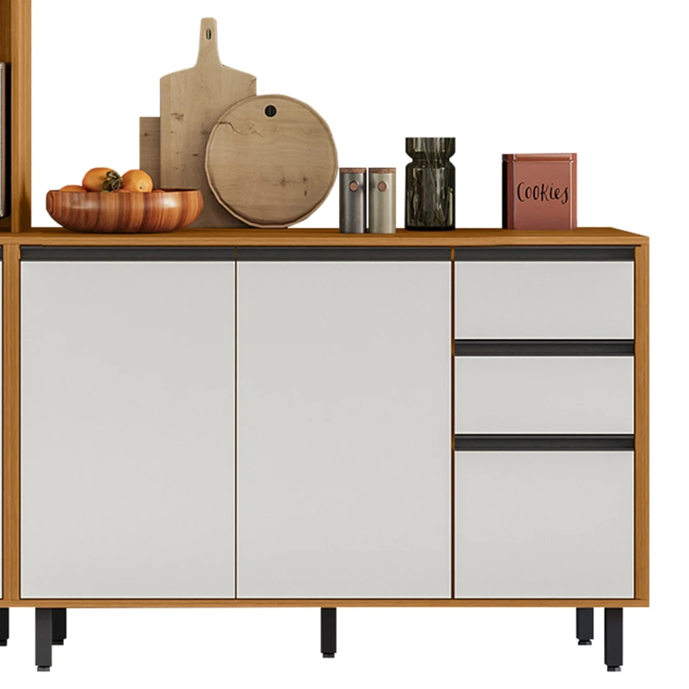 Armário de Cozinha CP01 180cm Nala Freijó UV/Off Acetinado Z44 - Mpozenato