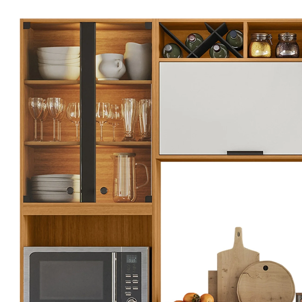 Armário de Cozinha CP01 180cm Nala Freijó UV/Off Acetinado Z44 - Mpozenato