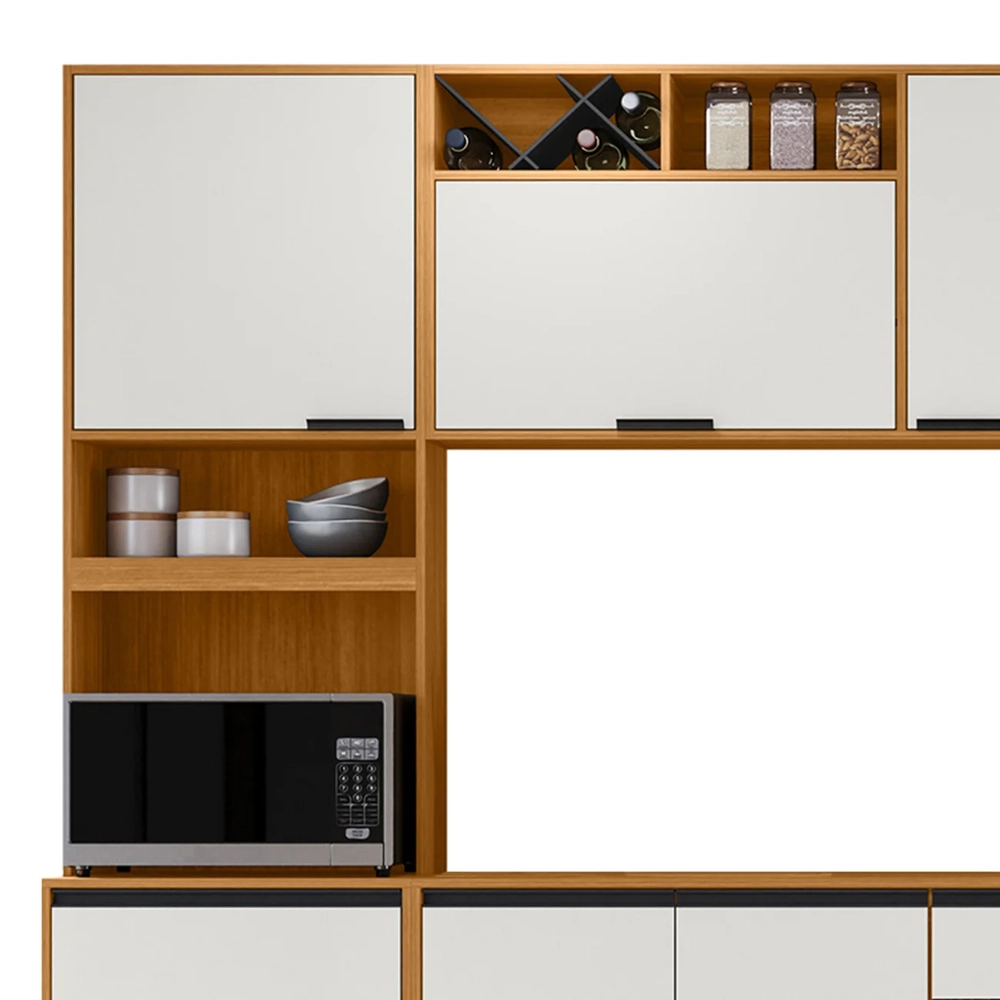 Armário de Cozinha CP04 260cm Nala Freijó UV/Off Acetinado Z44 - Mpozenato