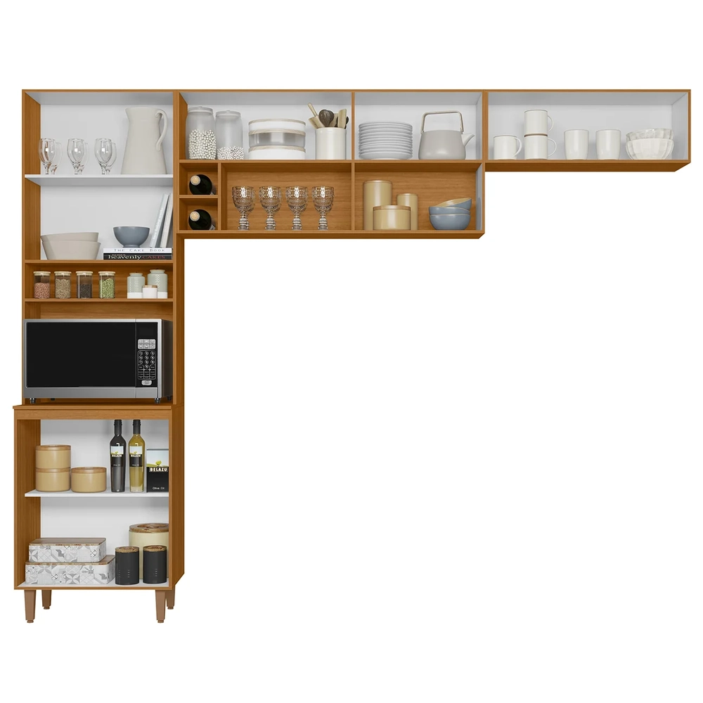 Armário de Cozinha Ema Freijó UV/Off Acetinado/Ripado Frisado Z44 - Mpozenato