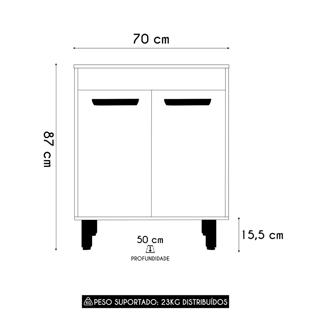 Balcão de Cozinha Cooktop 70cm Emily Freijó/Off Acetinado Z44 - Mpozenato