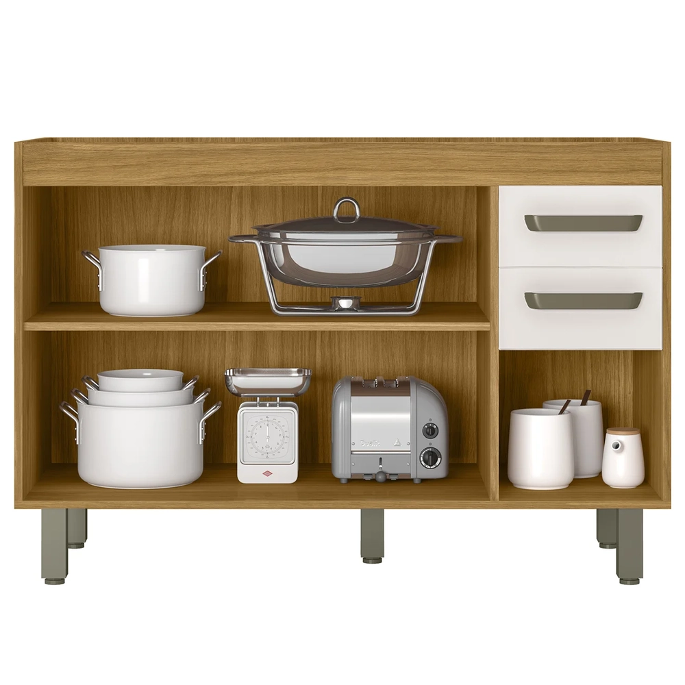 Balcão de Cozinha Para Pia 120cm Emily Freijó/Off Acetinado Z44 - Mpozenato