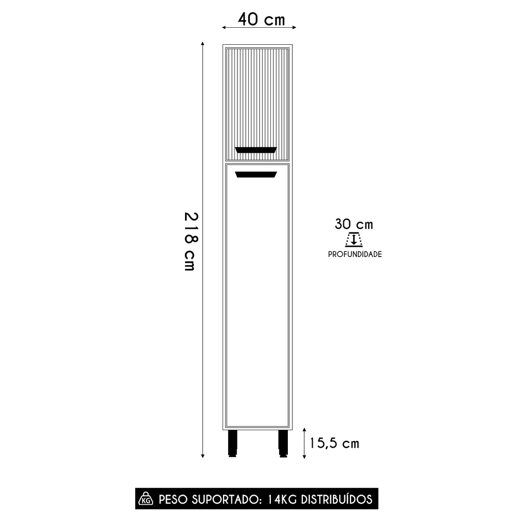Paneleiro de Cozinha 40cm Emily Freijó/Ripado/Off Acetinado Z44 - Mpozenato