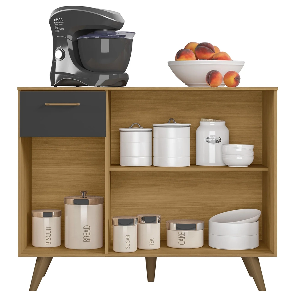 Balcão de Cozinha 105cm Amélia Freijó UV/Grafite Acetinado Z44 - Mpozenato