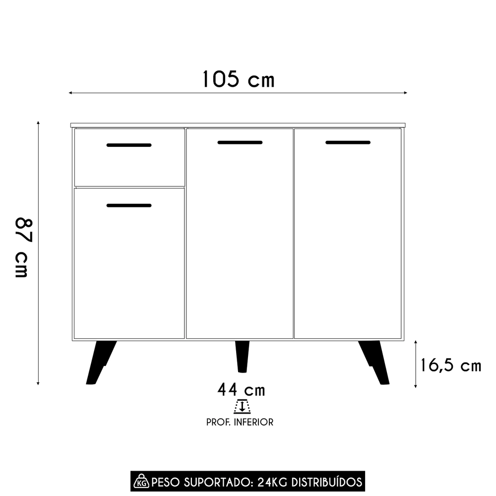 Balcão de Cozinha 105cm Amélia Freijó UV/Grafite Acetinado Z44 - Mpozenato