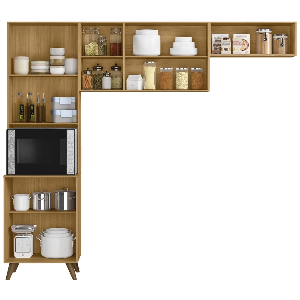 Armário de Cozinha Amélia Freijó UV/Ripado/Grafite Acetinado Z44 - Mpozenato