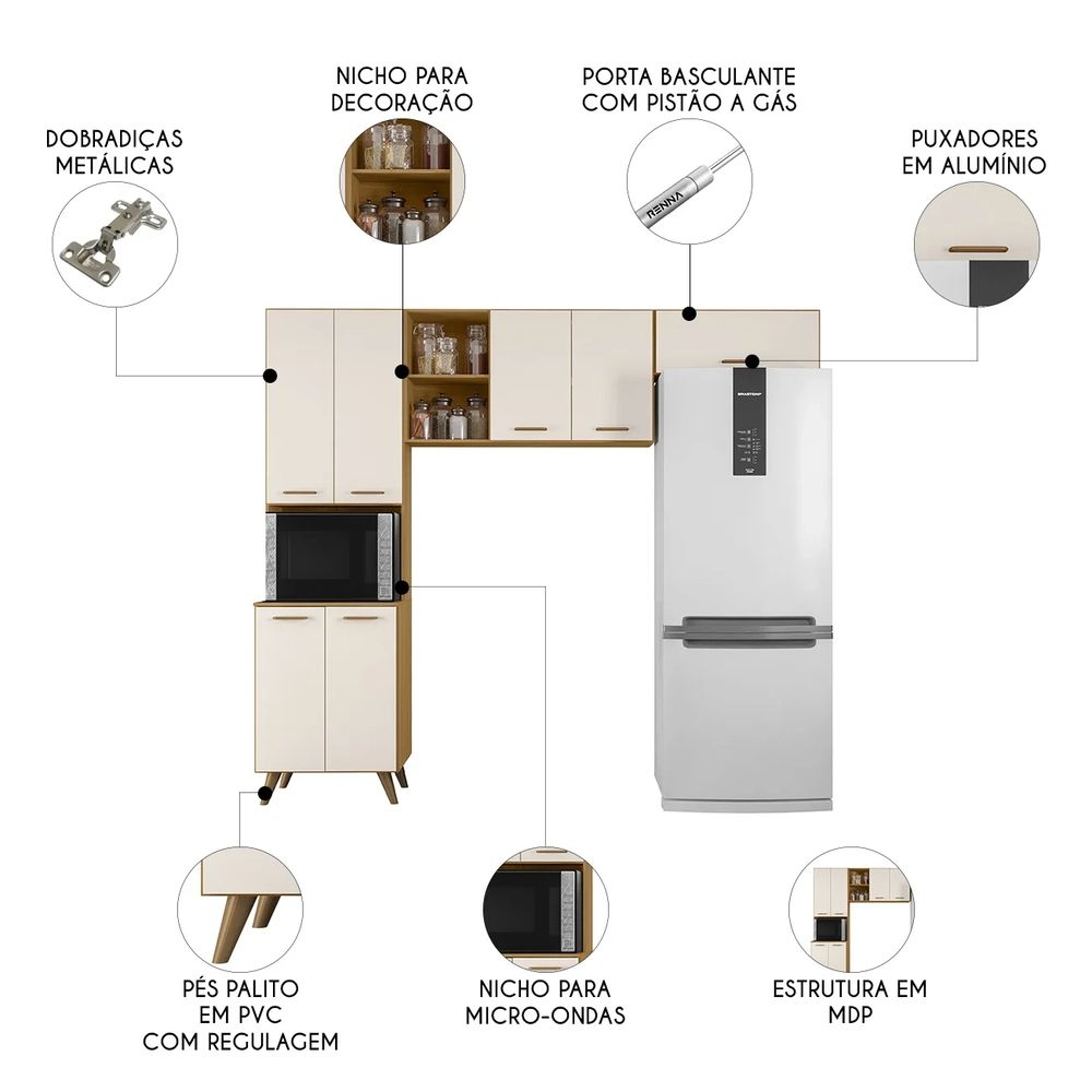 Armário de Cozinha Amélia Freijó UV/Off Acetinado Z44       - Mpozenato