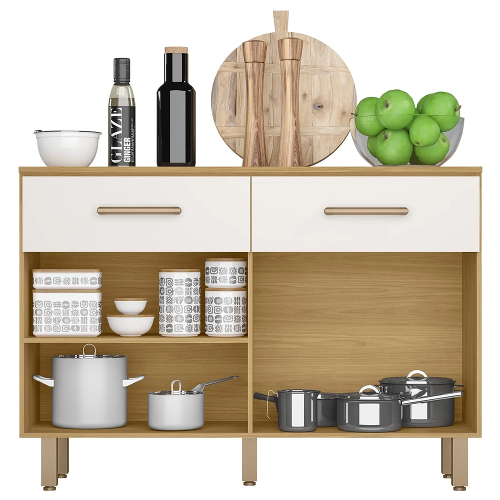 Balcão de Cozinha 120cm Nicole Freijó UV/Off Acetinado Z44  - Mpozenato