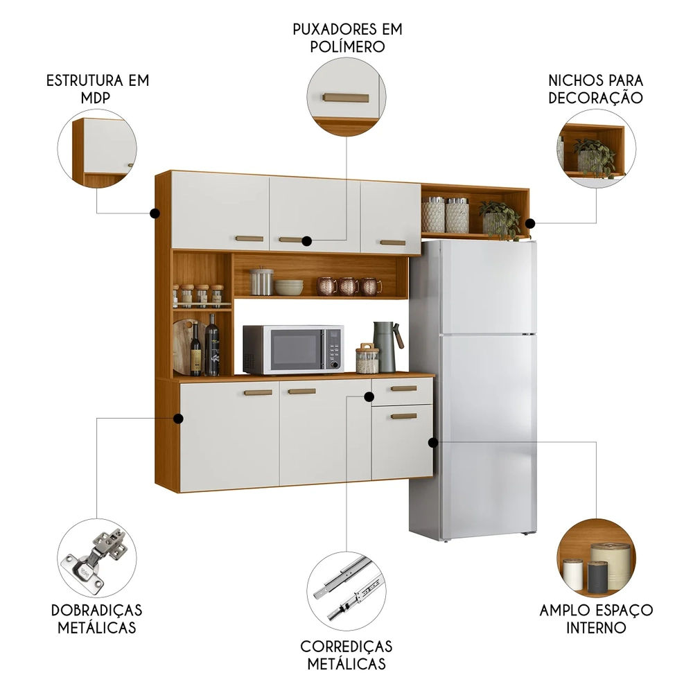 Cozinha Suspensa Lilian Freijó UV/Off Acetinado Z44         - Mpozenato