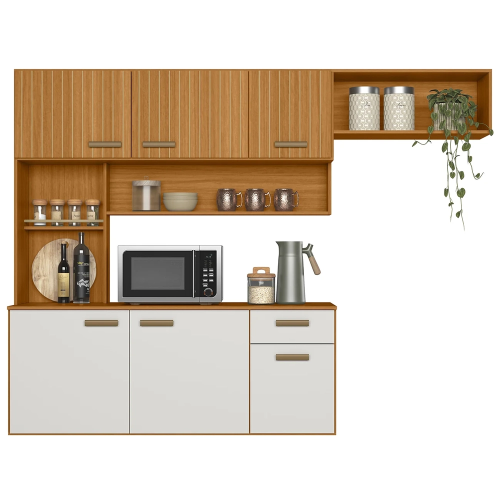 Cozinha Suspensa Lilian Freijó UV/Off Acetinado/Ripado Frisado Z44 - Mpozenato