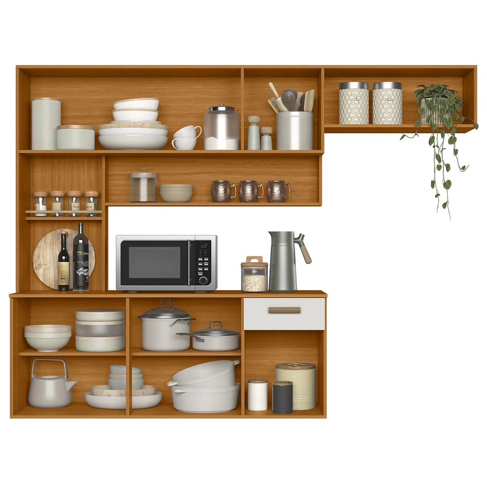 Cozinha Suspensa Lilian Freijó UV/Off Acetinado/Ripado Frisado Z44 - Mpozenato