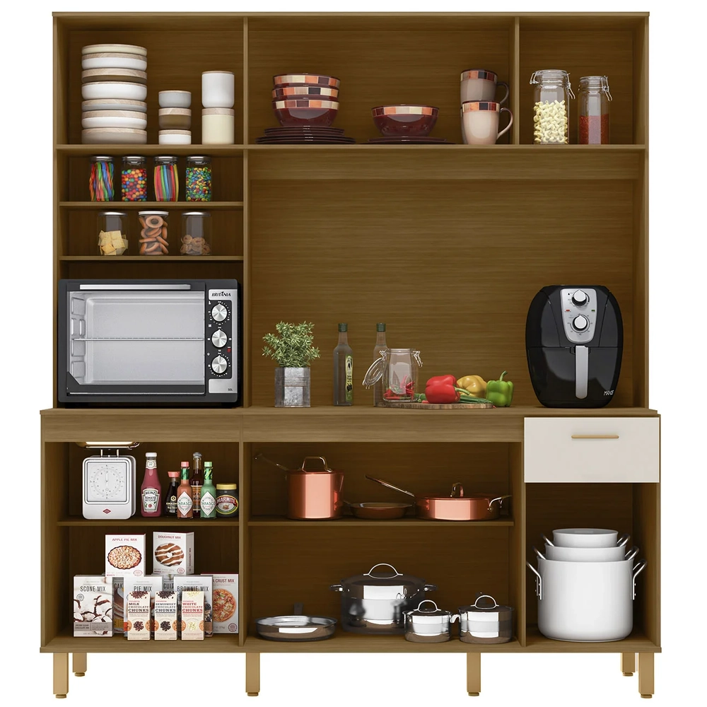 Cozinha Compacta 180cm Martina Freijó/Ripado/Off Acetinado Z44 - Mpozenato