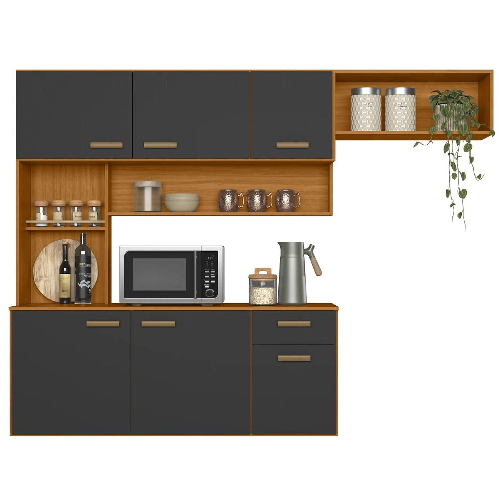 Cozinha Suspensa Lilian Freijó UV/Grafite Acetinado Z44     - Mpozenato