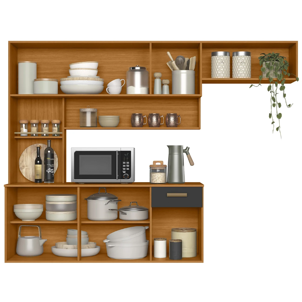 Cozinha Suspensa Lilian Freijó UV/Grafite Acetinado Z44     - Mpozenato