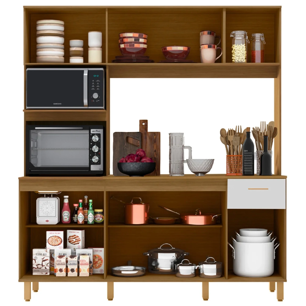 Cozinha Compacta e Pia 120cm Luiza Freijó/Ripado/Off Acetinado Z44 - Mpozenato