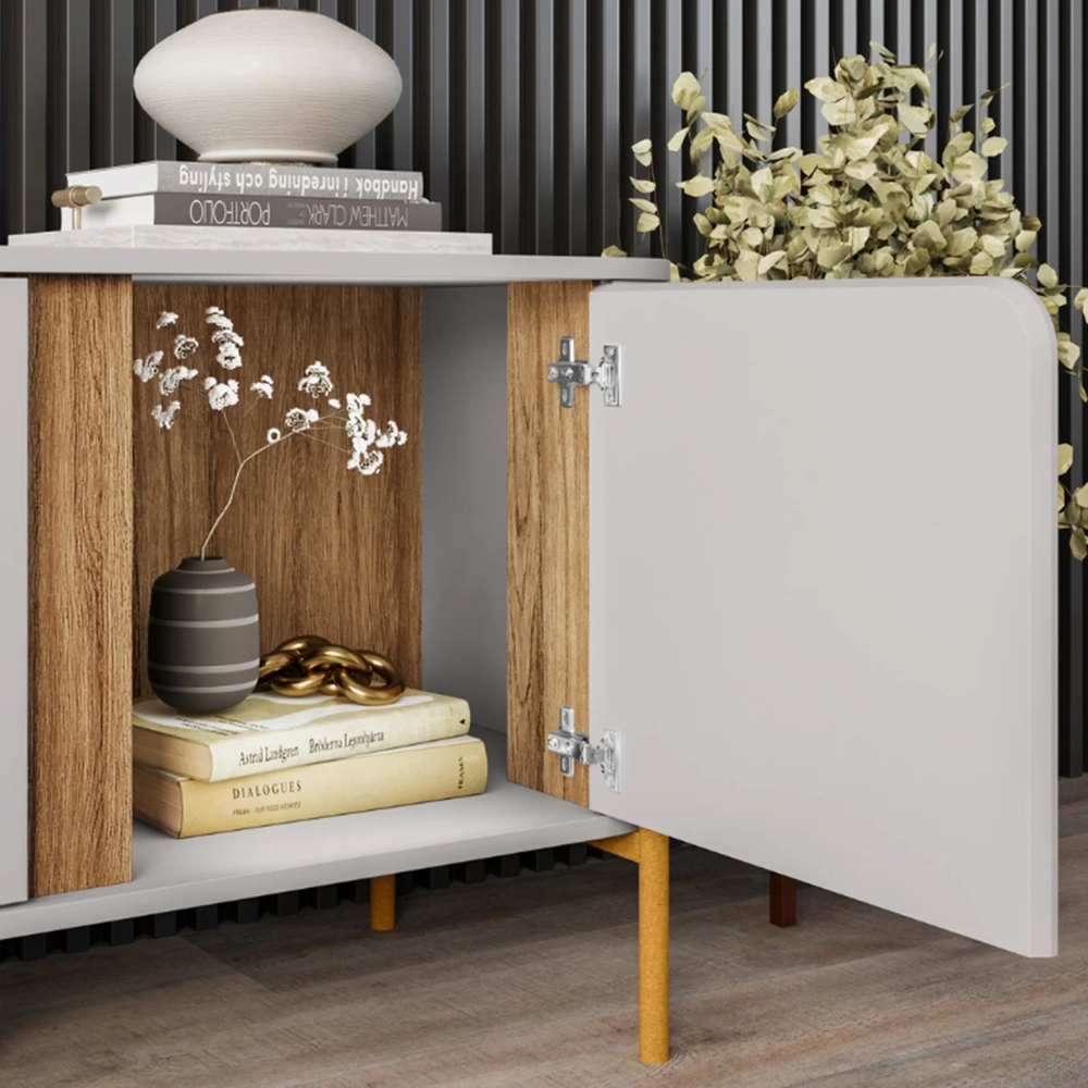 Rack Bancada Para TV 75 Pol 180cm Ricky Off/Cinamomo B02    - Mpozenato