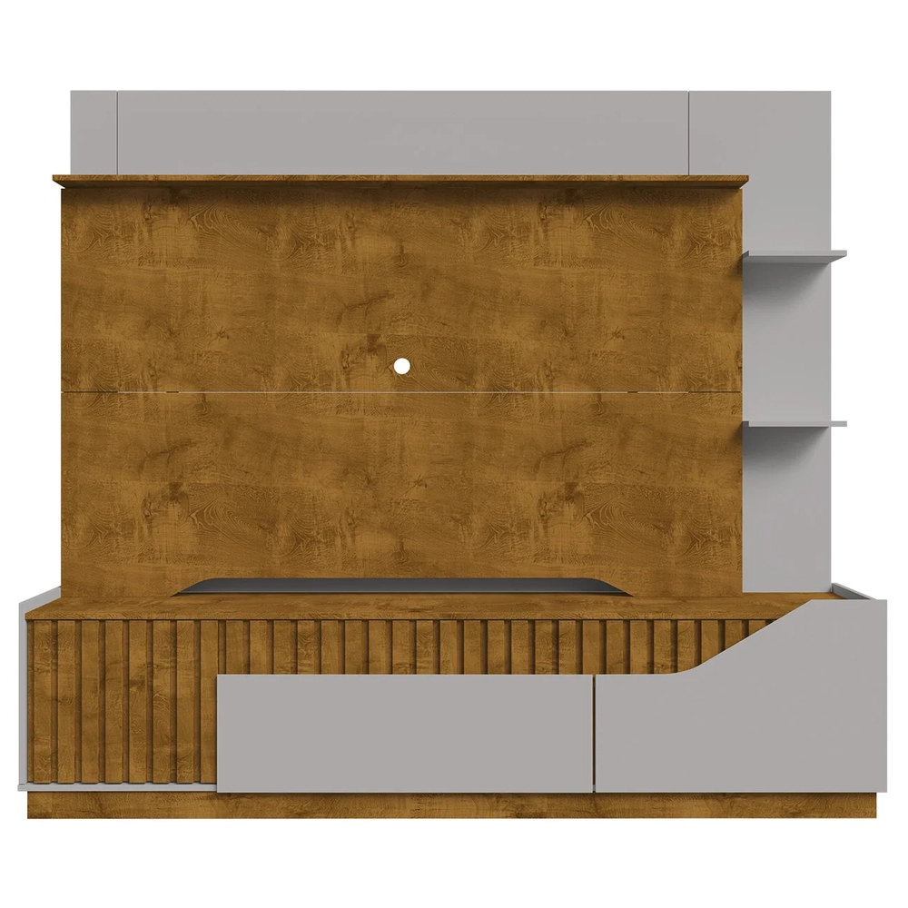 Estante Painel Para TV 75 Pol 210cm Shay Naturalle/Off B02  - Mpozenato